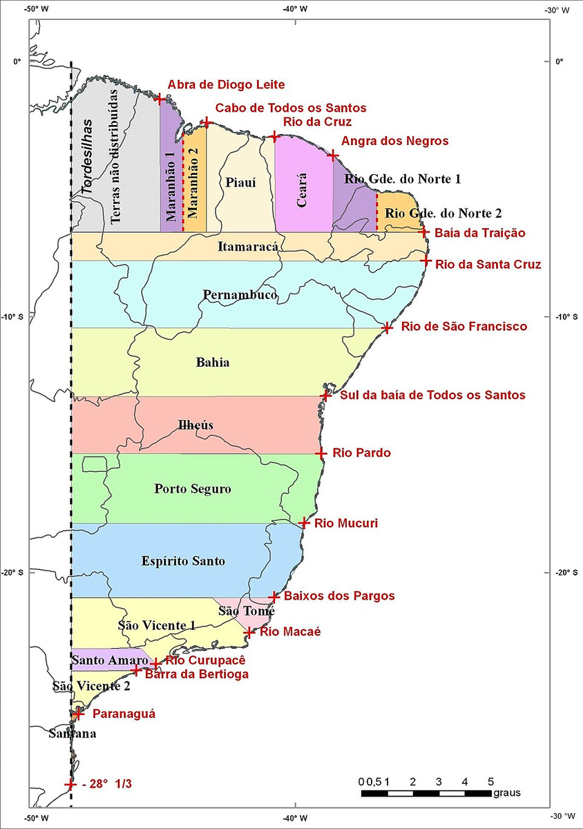 Бразильские капитанства в 1534 году