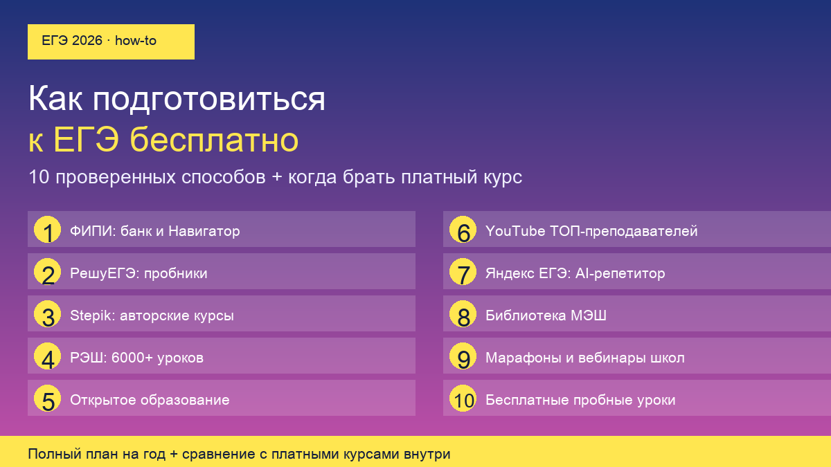 Бесплатные курсы по подготовке к егэ: топ-10 проверенных способов в 2026 году