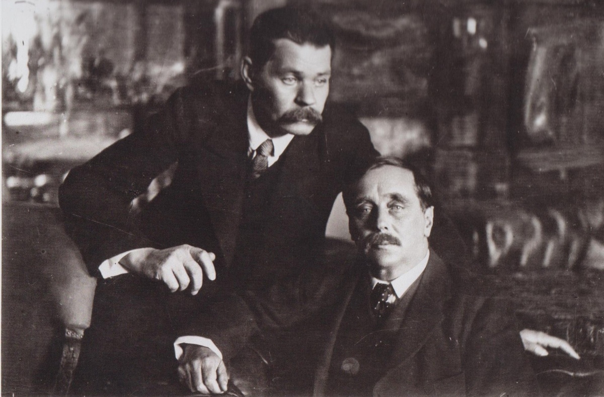 Максим Горький и Герберт Уэллс в Петрограде. 1920 год