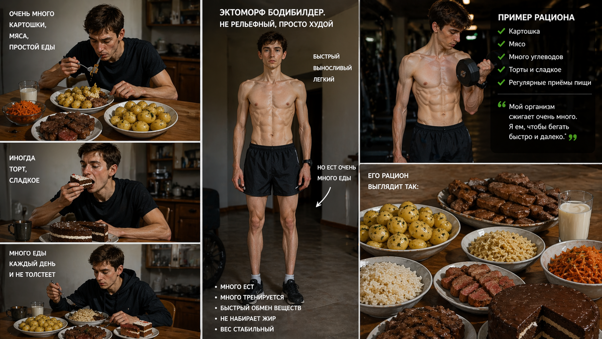 🏋️‍♂️ Меню для эктоморфа на максимальный набор массы и силы