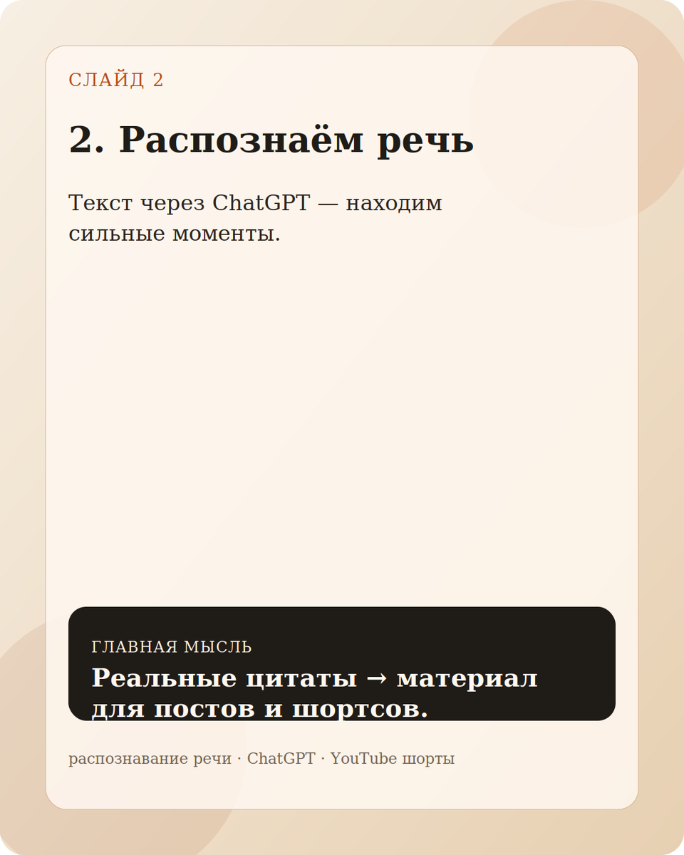      Реальные цитаты → материал для постов и шортсов.