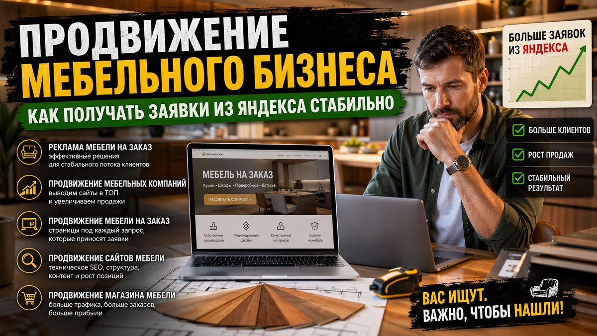 Продвижение мебельного бизнеса: почему сайт есть, а заказов из Яндекса нет