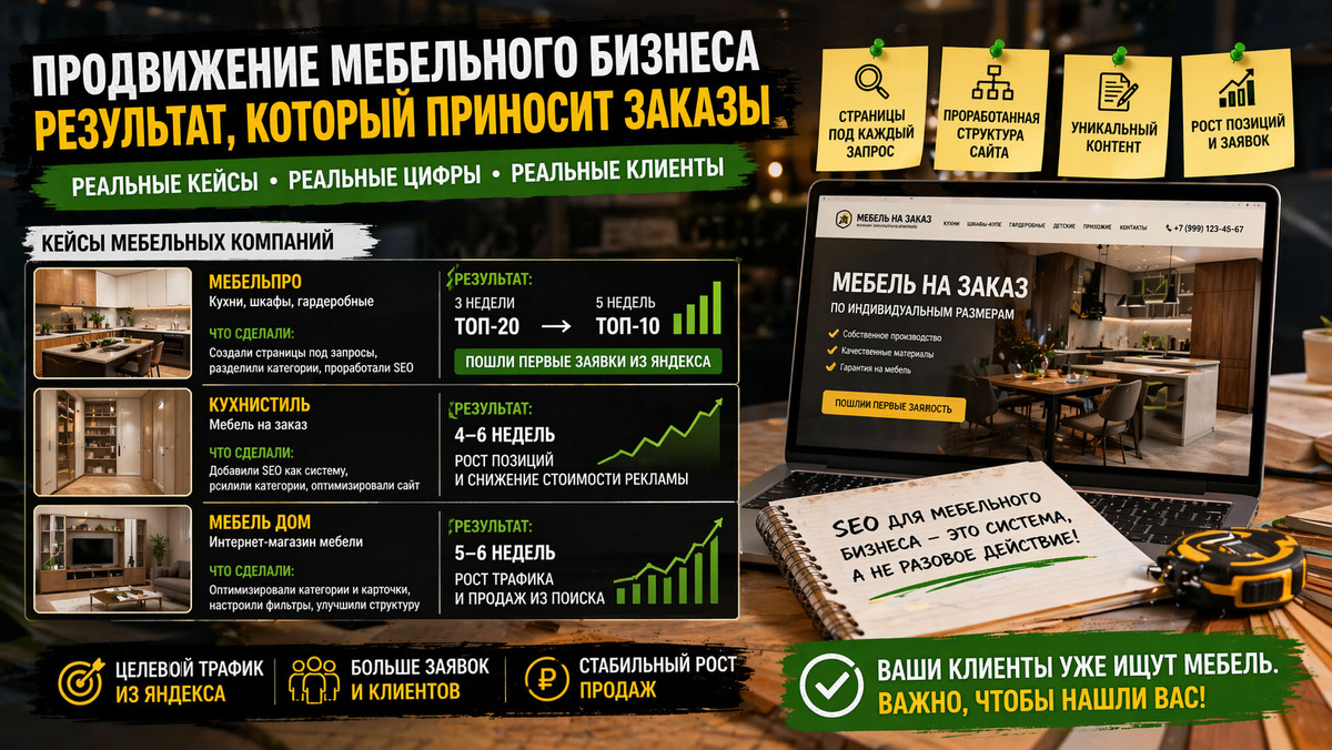 Где мебельные компании теряют заказы — и как начинается рост в Яндексе