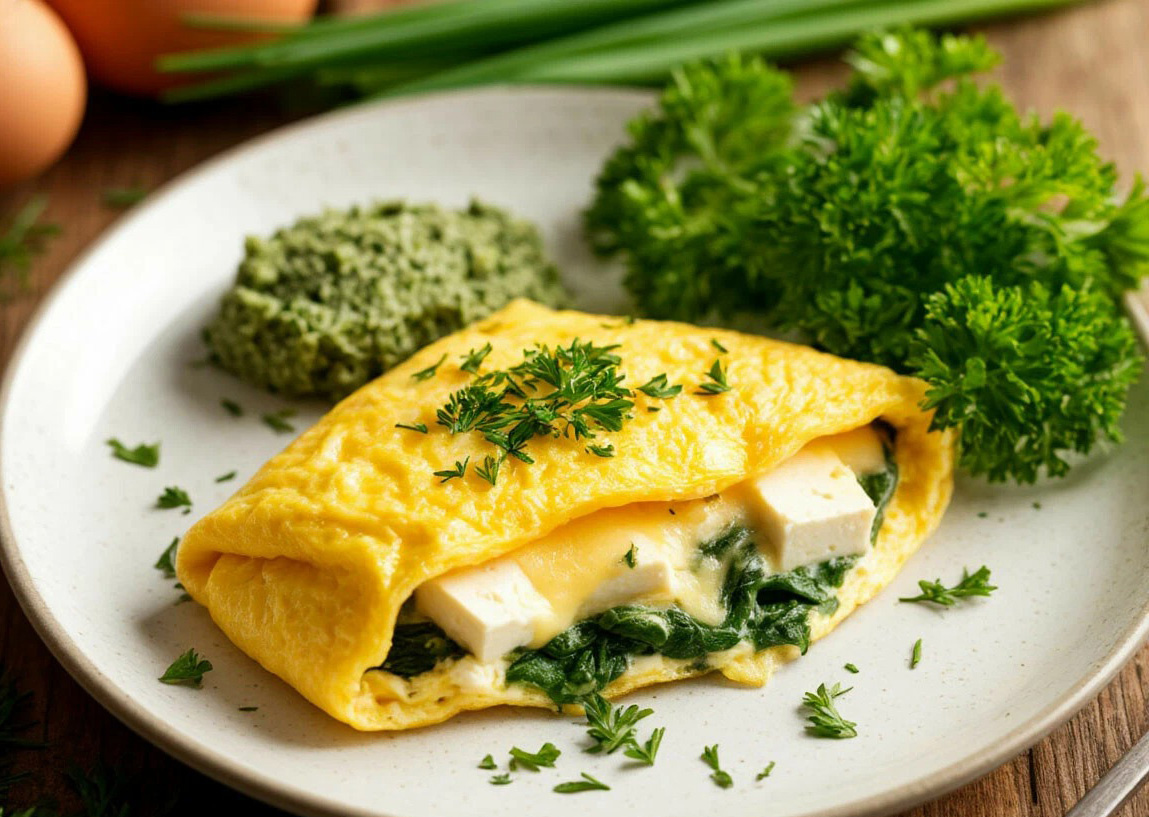 Омлет-конверт с зеленью и сыром