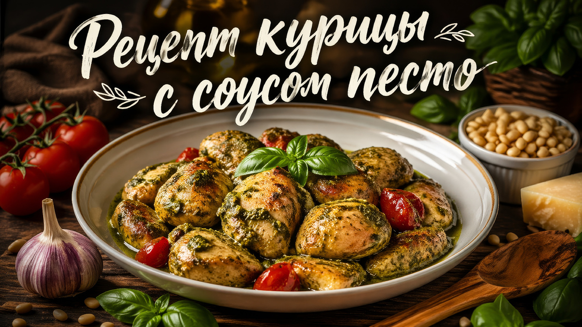 Курица приготовленная с соусом песто в духовке