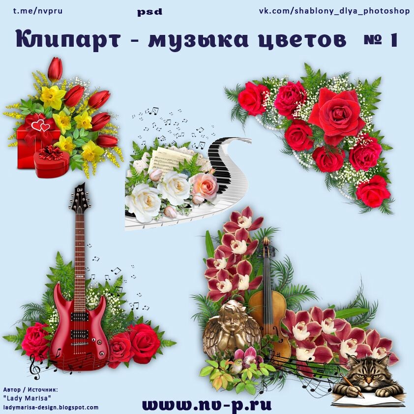 Кластеры на прозрачном фоне - Музыка цветов