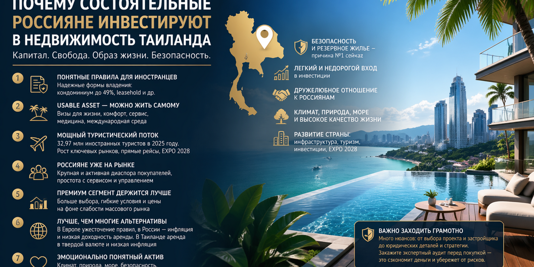 Почему состоятельные россияне выбирают Таиланд для инвестиций в недвижимость: обзор ключевых преимуществ