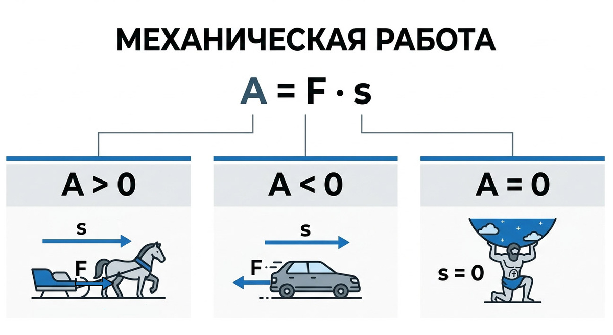 Рис. 1. Попросила ИИ создать схему разных случаев работы. Обычно на уроке не даю готовых схем, мы рисуем их в процессе обсуждения на доске, но визуальная составляющая в таком случае хромает. Поэтому даю красивую картинку, ее можно использовать в презентациях или на уроках.