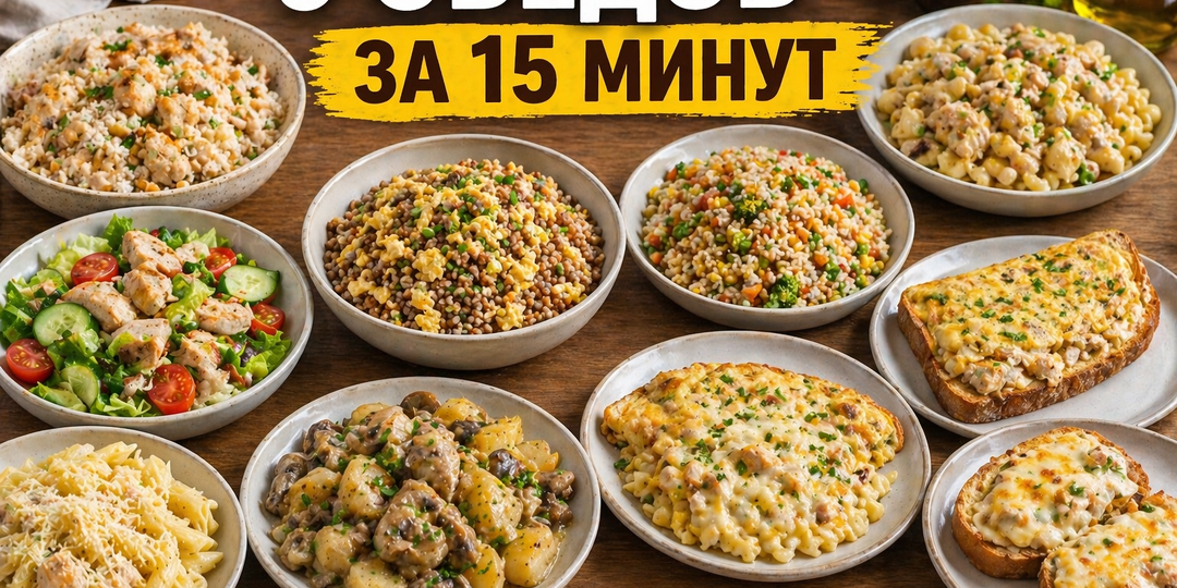 9 обедов за 15 минут из простых продуктов