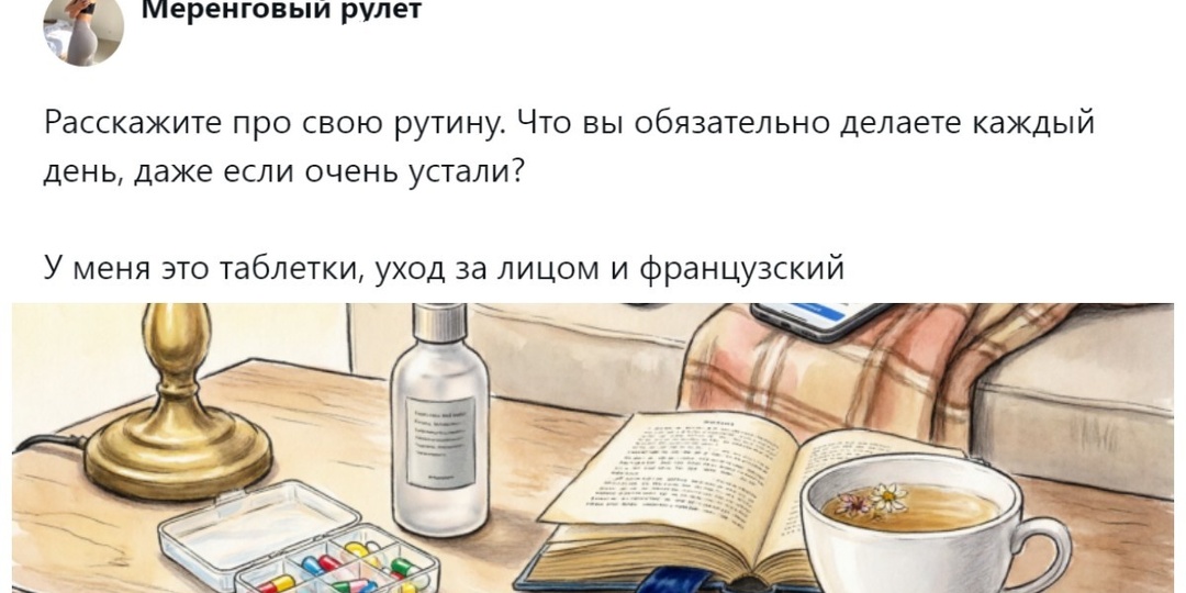 Уход за собой, приём витаминов, прогулка с собакой: пользователи рассказали, что они делают каждый день, даже когда валятся с ног
