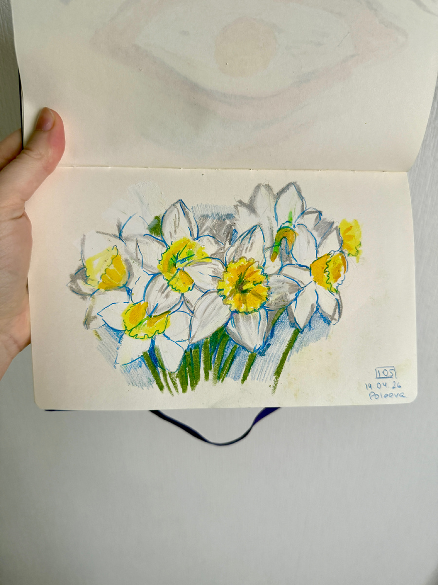 105/365 нарциссы масляной пастелью