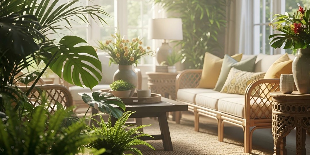 9 правил, которым следуют при оформлении гостиной растениями