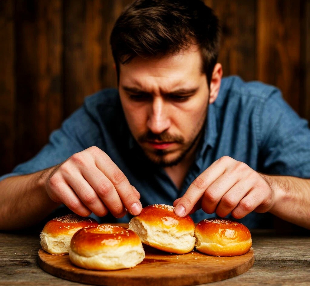 Можно только внимательно рассматривать булочки