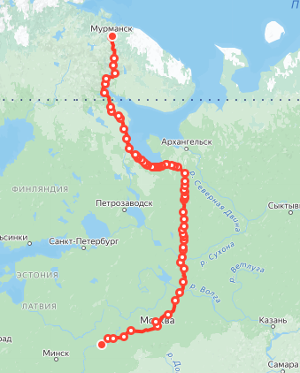 Уточнение параметров оценки маршрута поезда №143/144 сообщением Мурманск-Смоленск