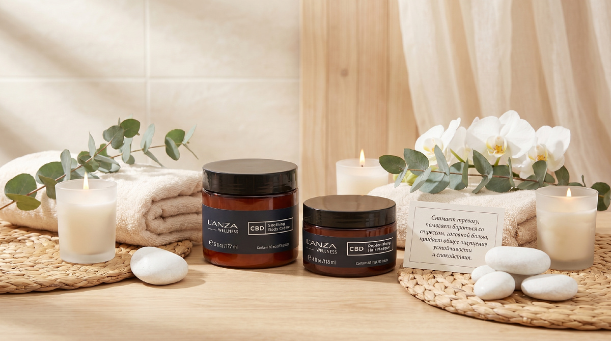 Маска для волос и крем для тела с каннабидиолом L'ANZA