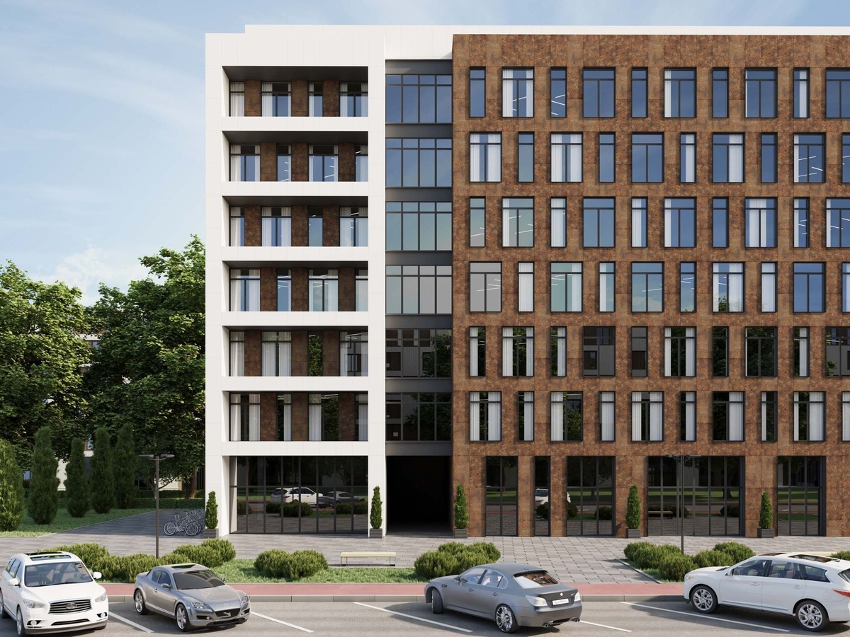 Фасады с керамогранитом Мультиколор. Источник: Estima