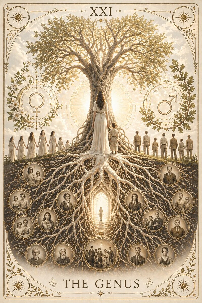 Родовая система в психологии. За правям плечом отцовская линия, за левым - материнская.