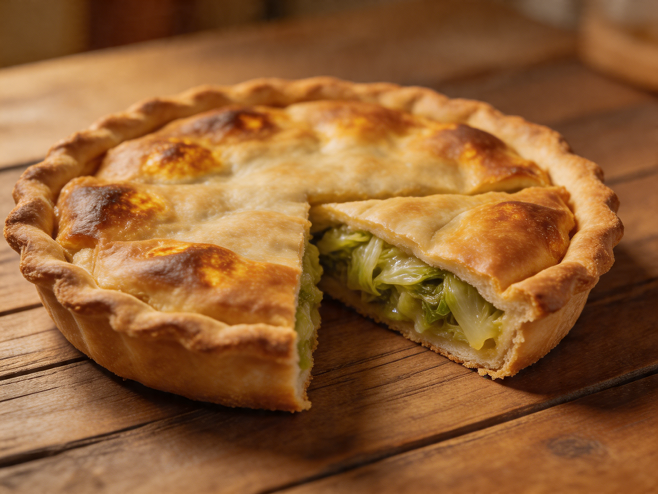 кусок пирога с капустой с сочной начинкой