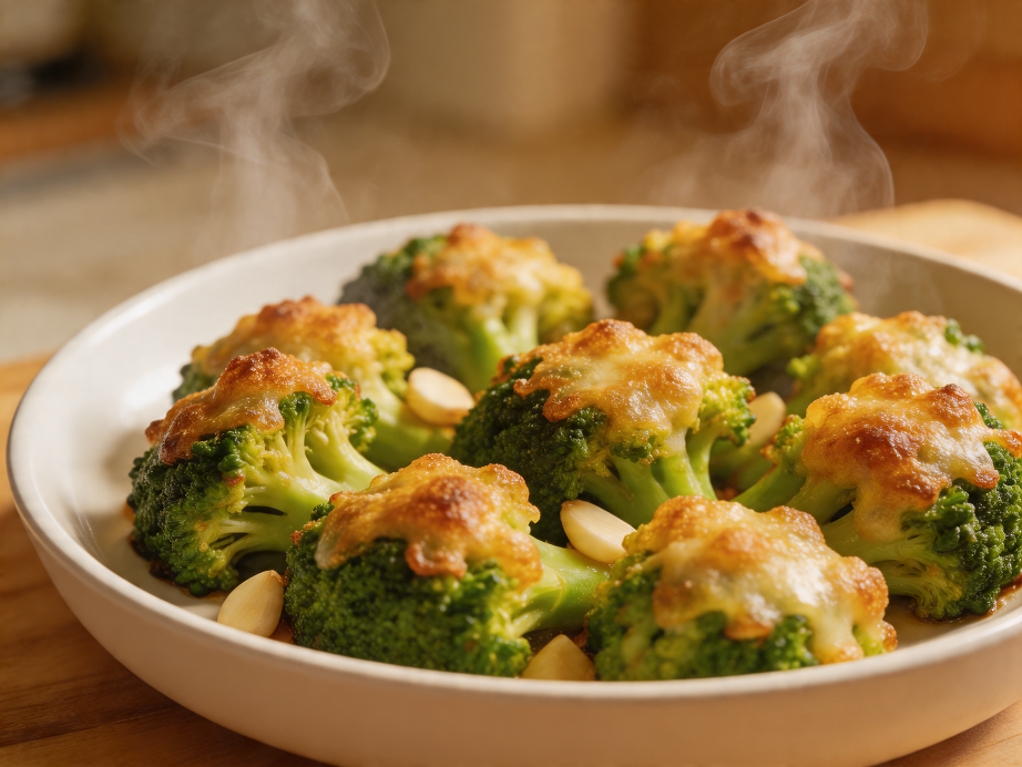 запечённая брокколи с сыром и чесноком