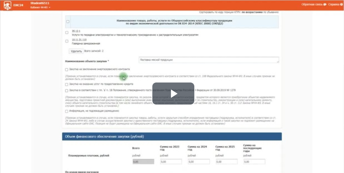 Видеоинструкция: как создать в ЕИС план-график закупок по 44-ФЗ