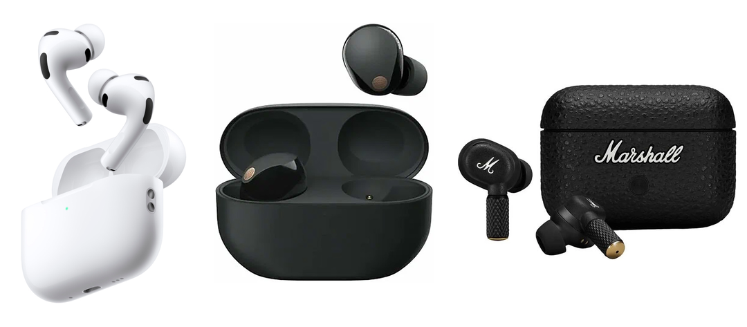 Сравнение наушников: AirPods Pro 3, Sony WF-1000XM5 и Marshall Motif 2 ANC