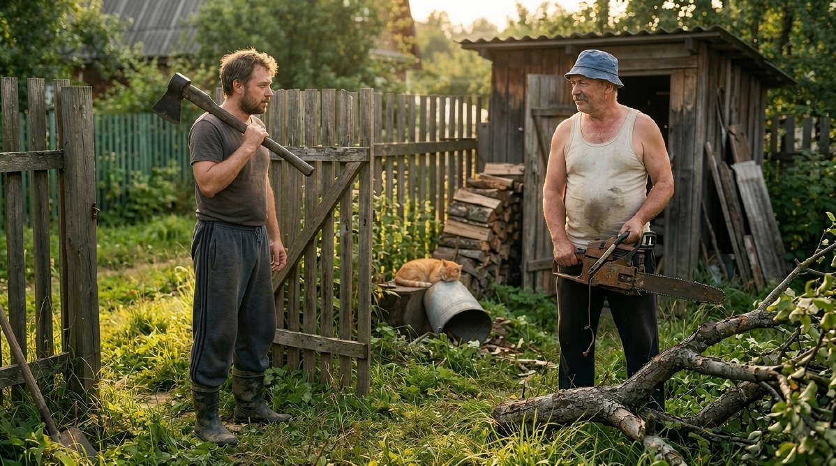 Он взял колун. Положил его на плечо – как положено настоящему мужчине, идущему разбираться по-мужски. И вышел за калитку.