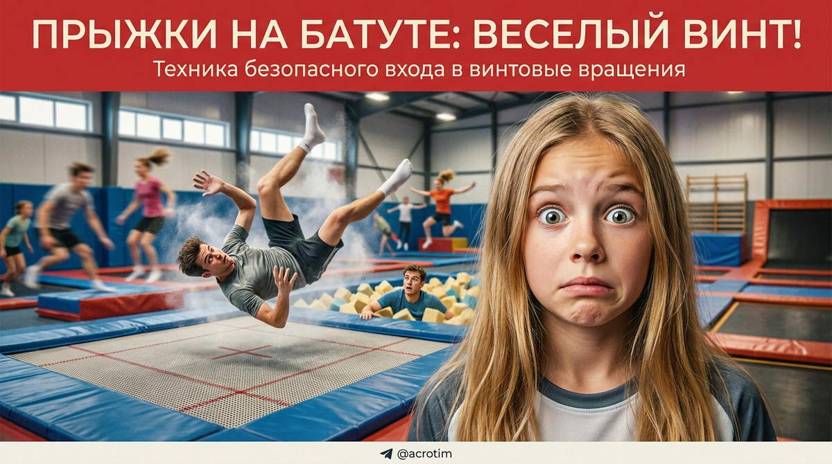    Правильная биомеханика и безопасность при выполнении винтовых вращений на батуте Тренер