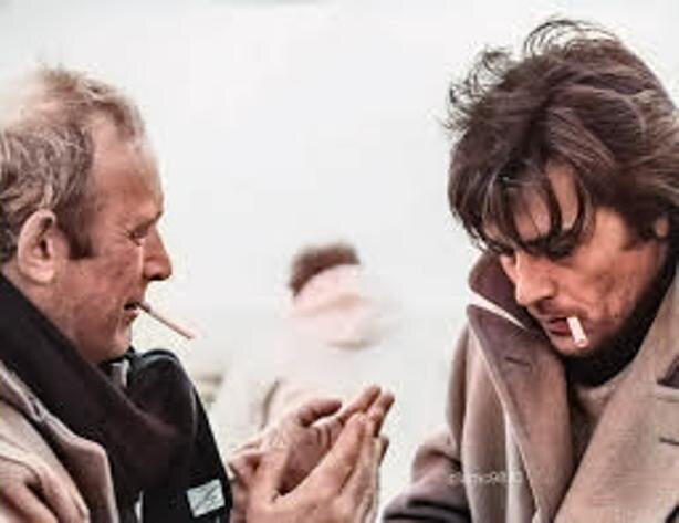 Валерио Дзурлини и Ален Делон на съемках фильма "Первая ночь покоя"