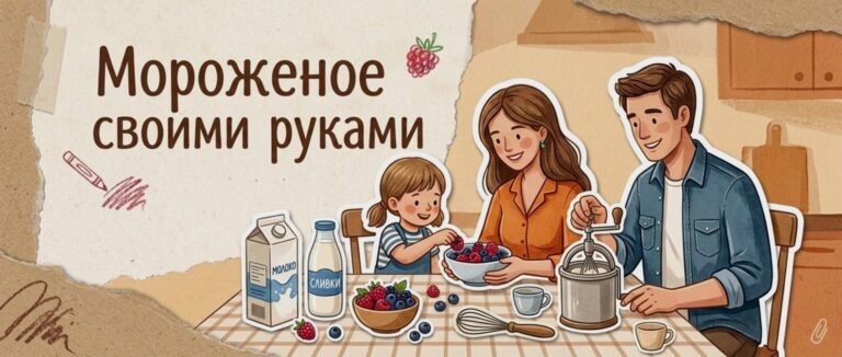    Иллюстрация к материалу: Как делают мороженое: объясняем ребёнку, откуда берётся любимый десерт