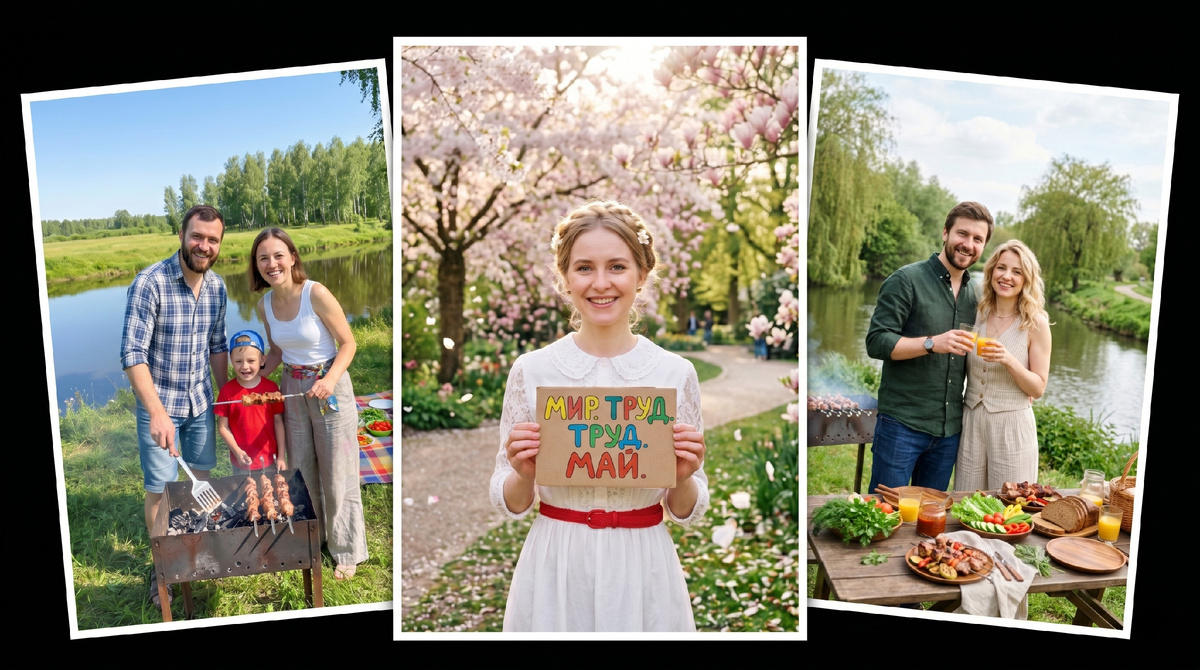Крутые промты на русском для ИИ фотосессии на 1 мая: открытки и фото через нейросеть бесплатно
