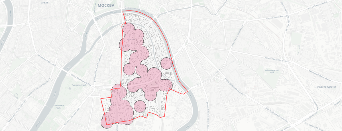 Буферные зоны вокрук аптек (300 метров)
