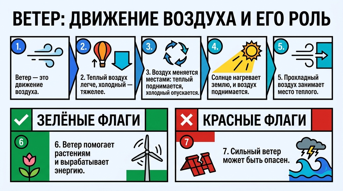 Ветер: движение воздуха и его роль  📷
