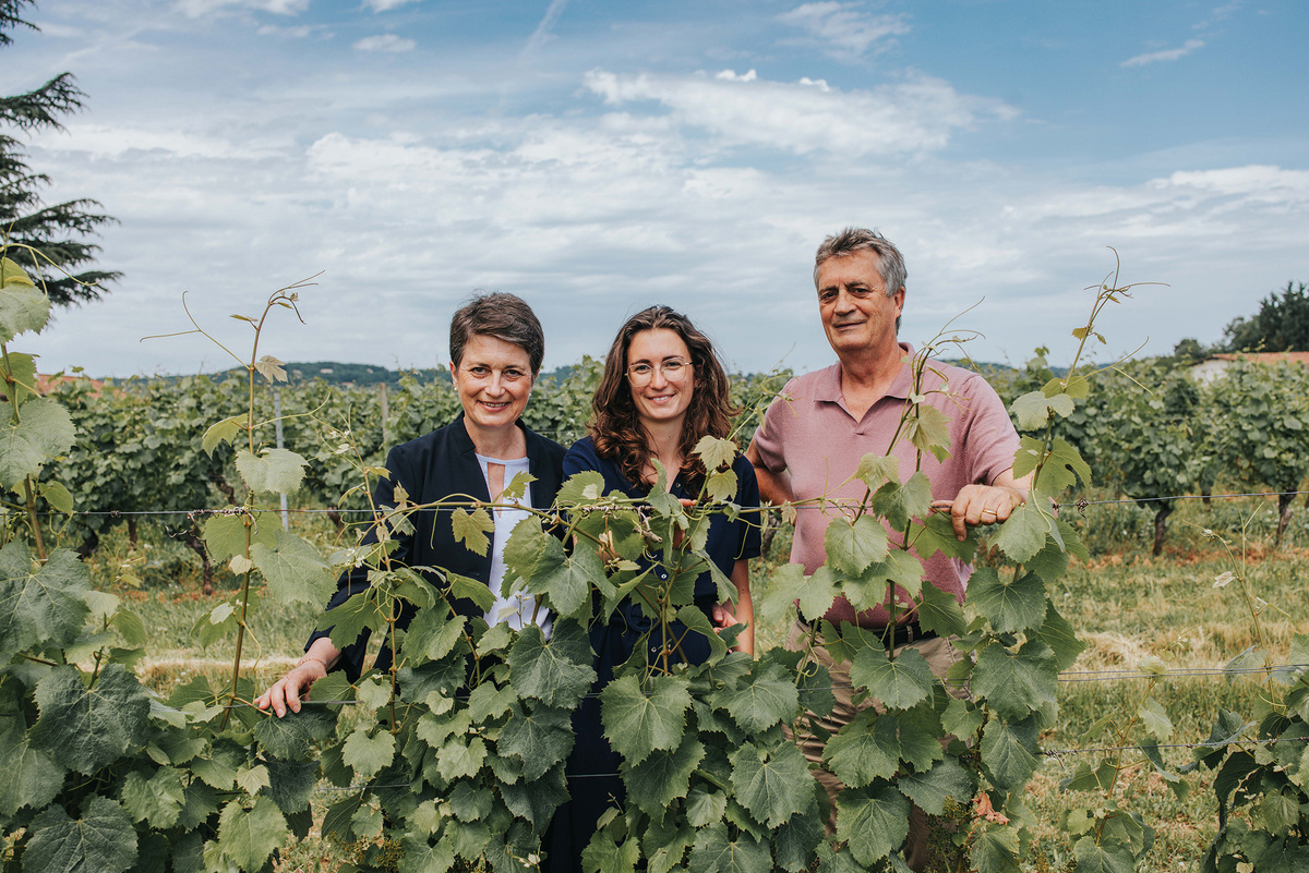 Жан-Люк Бальдес со своей женой Сабиной и дочерью Жюльет. Хозяйство Clos Triguedina. Каор, Юго-Запад, Франция