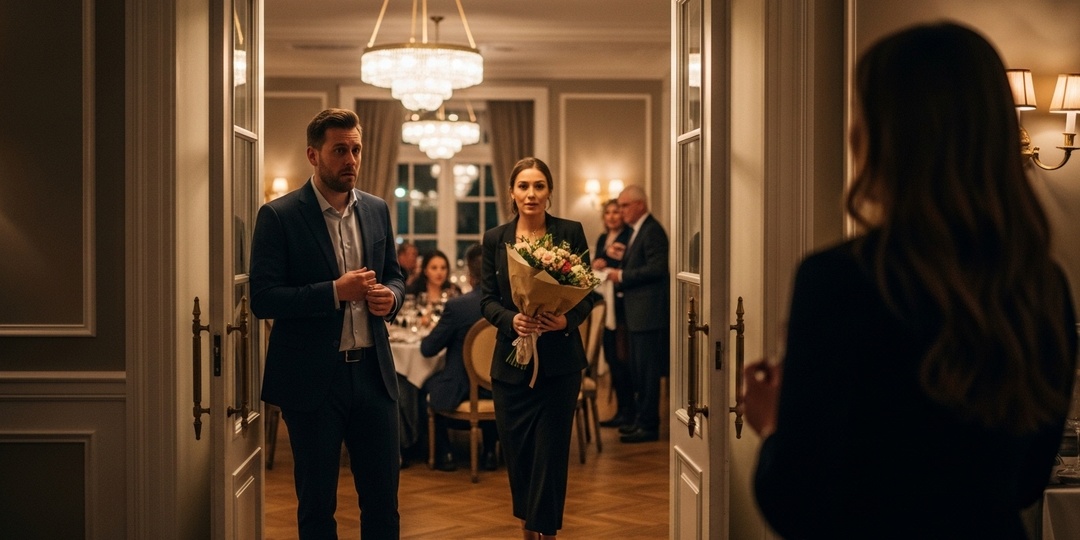 Что ты здесь делаешь побледнев прошептал Олег когда увидел на пороге ресторана свою жену с букетом