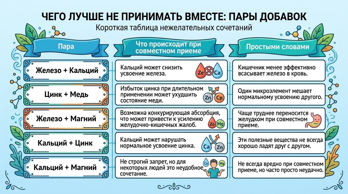 Короткая таблица: что лучше не пить вместе