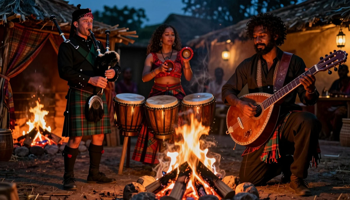 Иллюстрация географических музыкальных инструментов