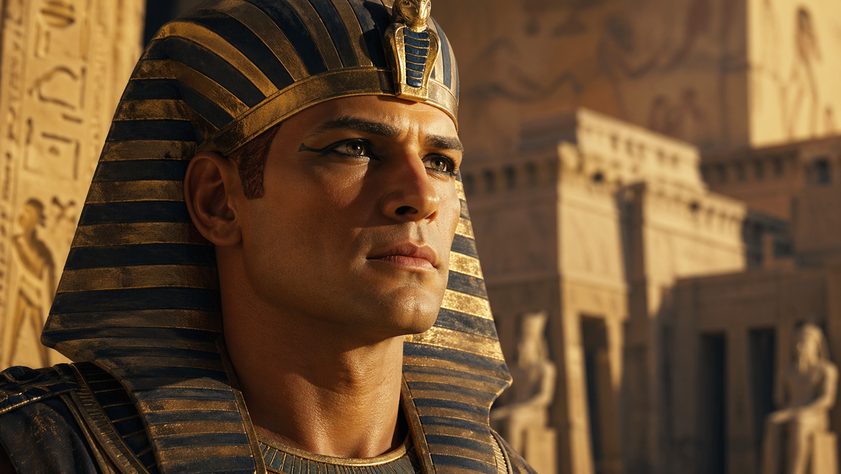 Визуализация внешности: Рамзес II в самом расцвете сил. Гордый нос, волевой подбородок, густые, рыжеватые волосы. 