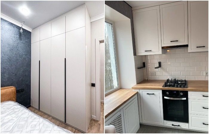 Шкаф и кухонный гарнитур до потолка