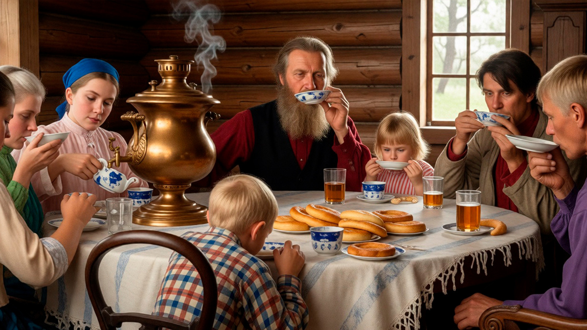 Традиционное чаепитие на Руси.