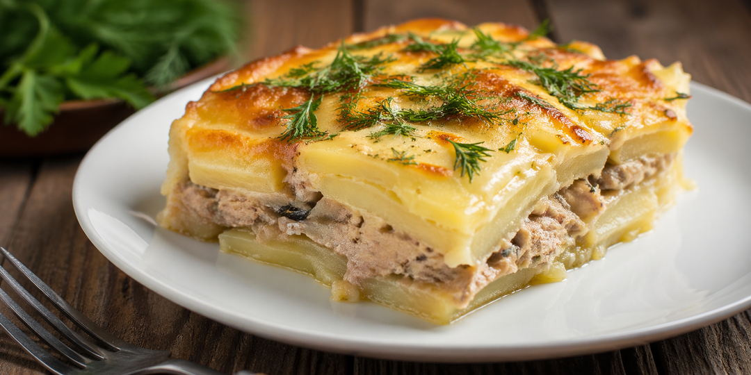 Картофельная запеканка с рыбой в духовке: с сайрой, треской, креветками и грибами