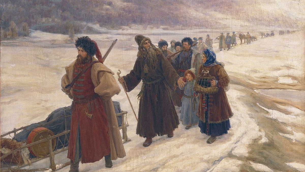 Путешествие Аввакума по Сибири. Картина С. Милорадовича, холст, масло, 1898