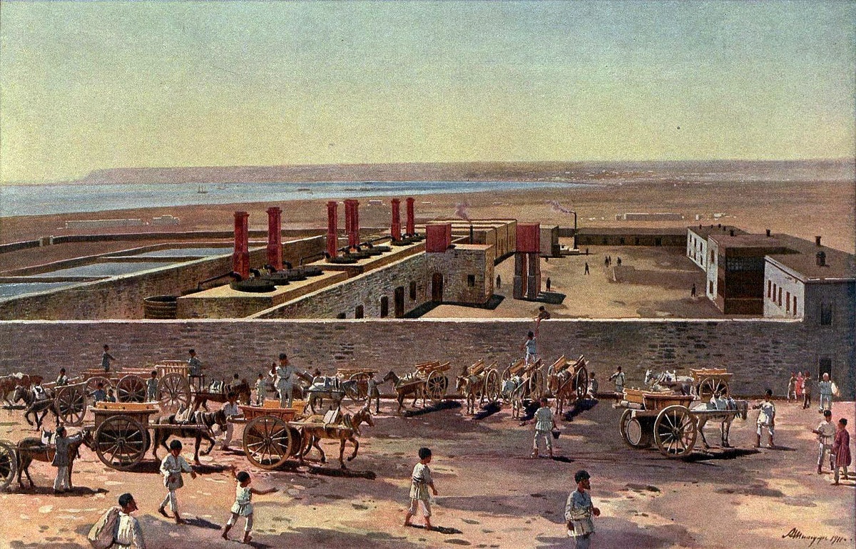 Шильдер Андрей Николаевич, «Черный городок», фрагмент панорамы. Пример индустриального пейзажа в русском панорамном искусстве