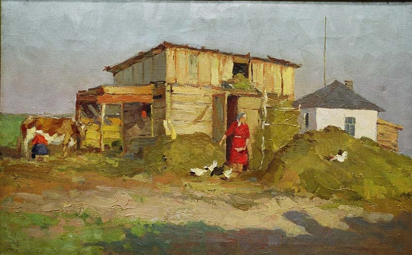 Глушков Борис "Птичник" 
44х69 хм  60-е годы