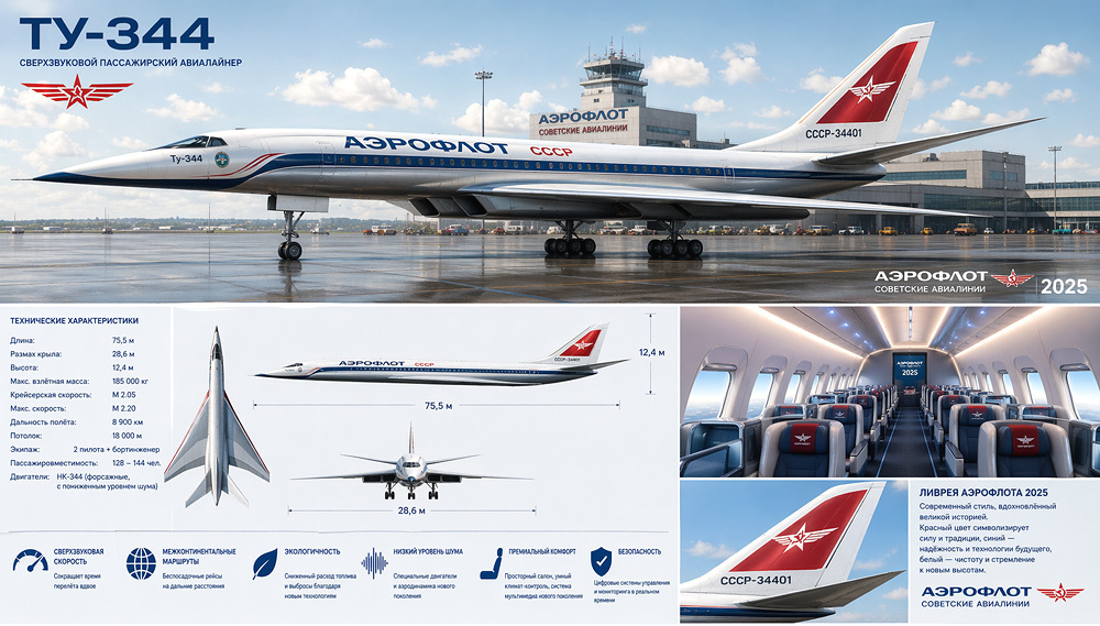 Сверхзвуковой авиалайнер Туполев Ту-344