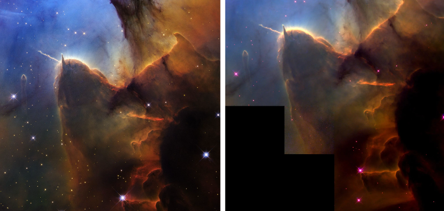 Сравнение снимков. Новый слева. Источник NASA