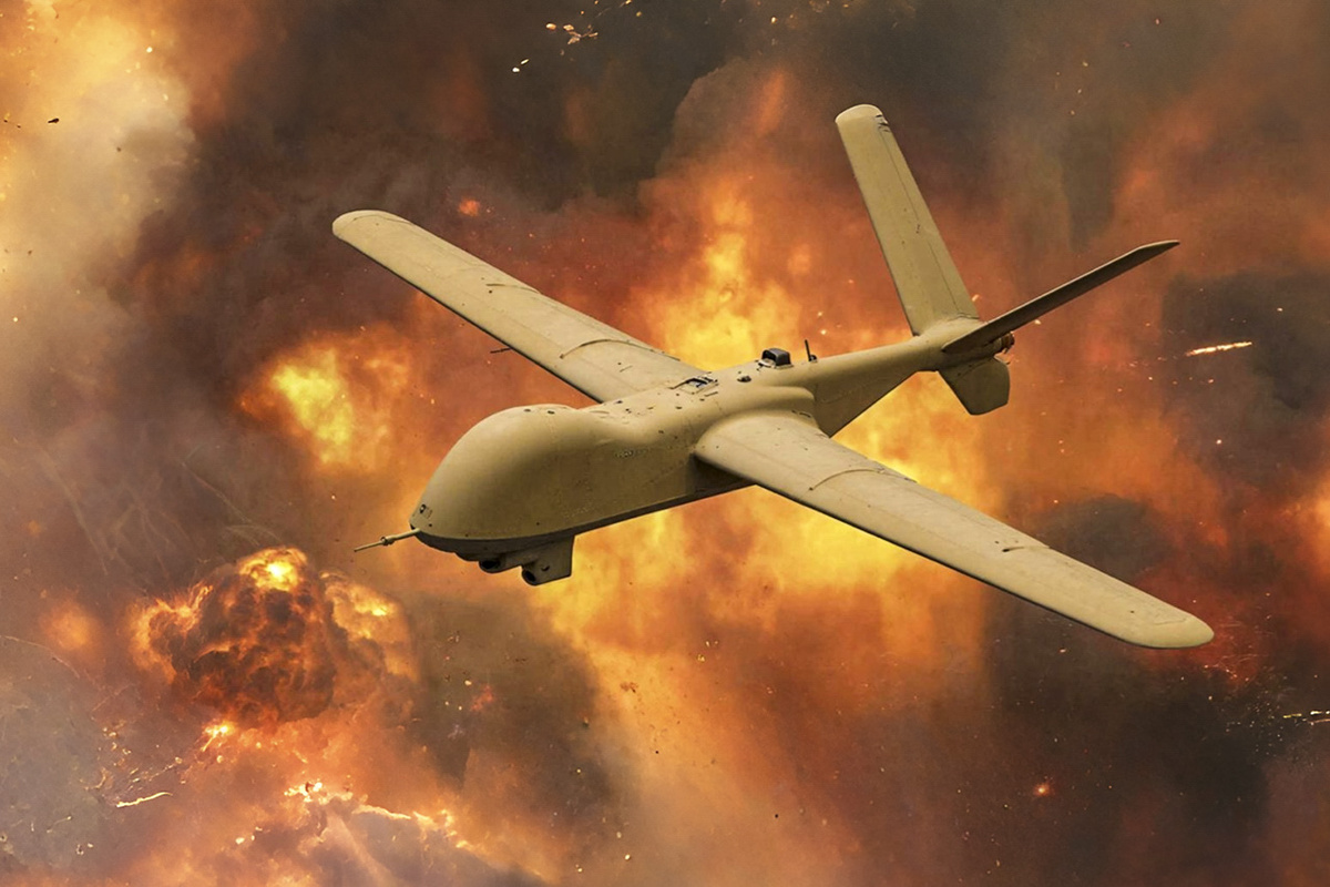 Над территорией промзоны сбили 11 украинских дронов.  Фото: Изображение сгенерировано с помощью ИИ / Маргарита Неклюдова