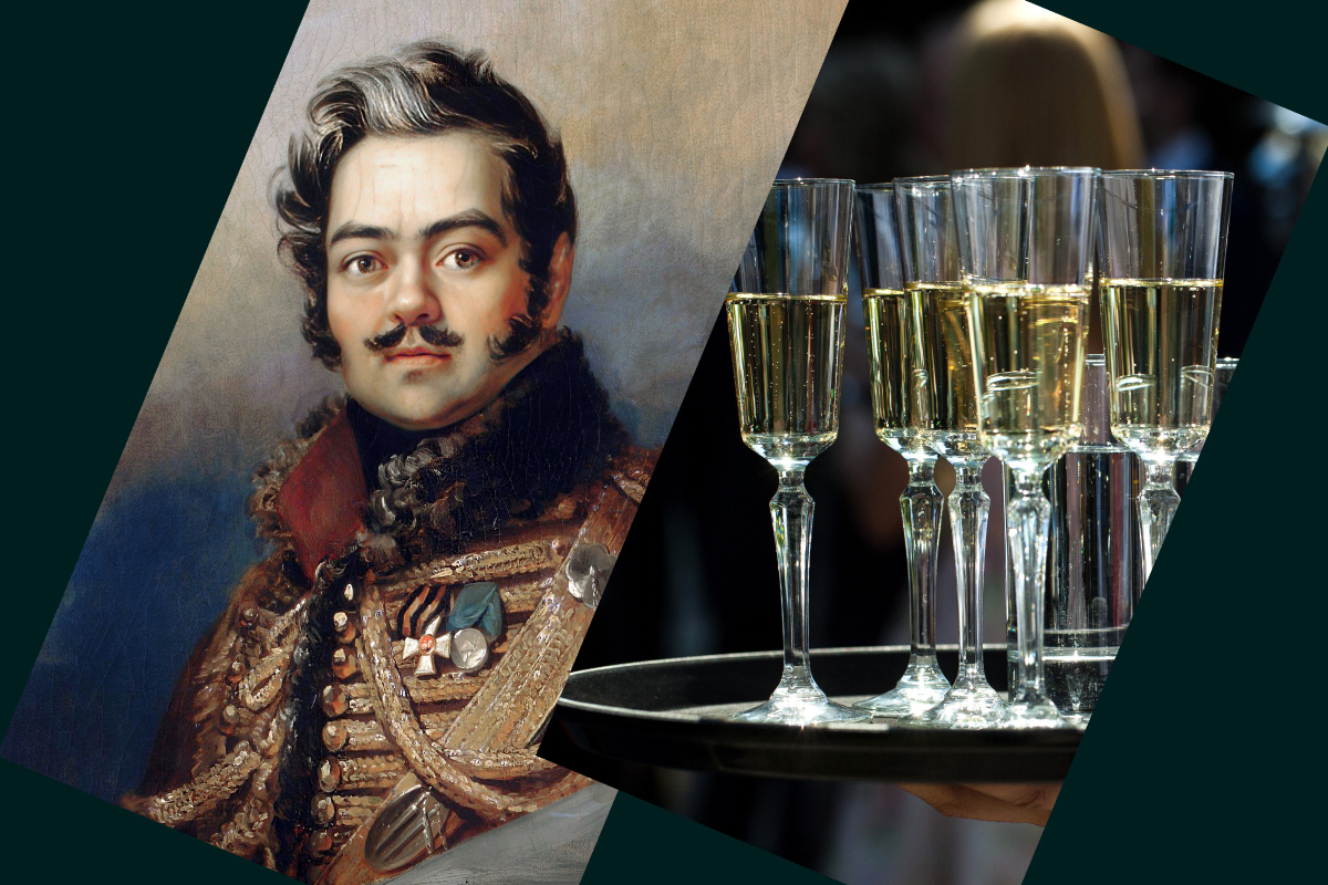 Wikimedia Commons / Public Domain; OMfotovideocontent / Shutterstock / FOTODOM📷Не чуждался шампанского в творчестве и поэт-гусар-партизан Денис Давыдов