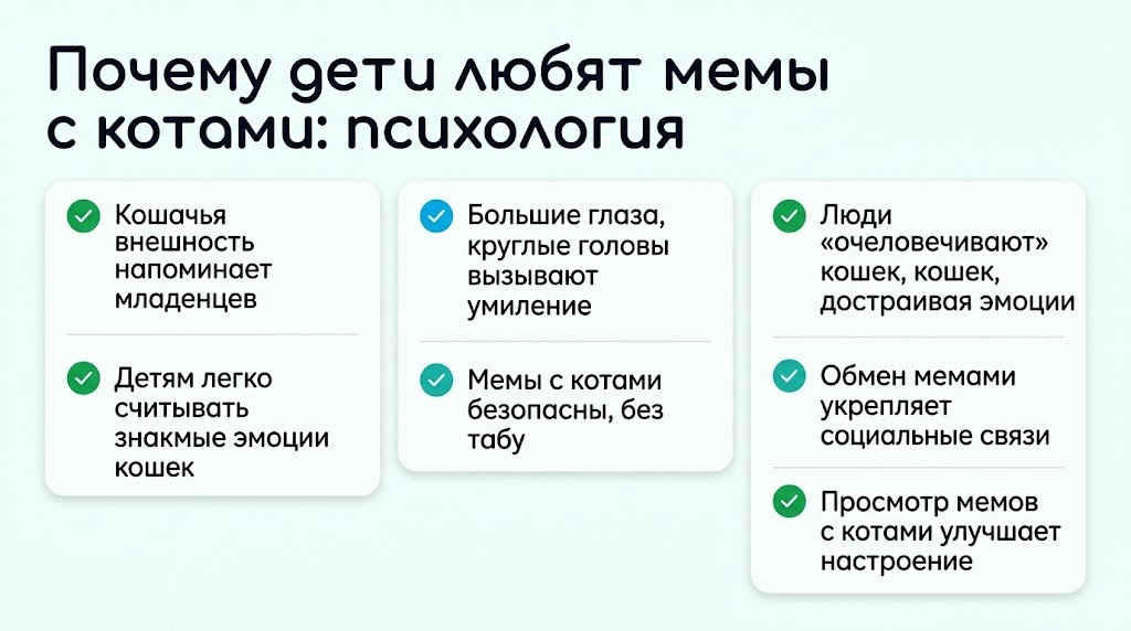 Почему дети любят мемы с котами: психология  📷
