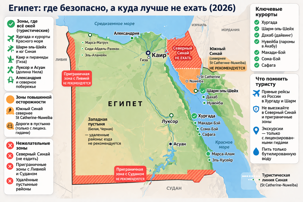 Карта с указанием зон, доступных для посещения, и зон, которых следует избегать