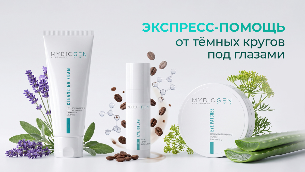 Очищающая пенка, крем для кожи вокруг глаз и галофитные патчи.